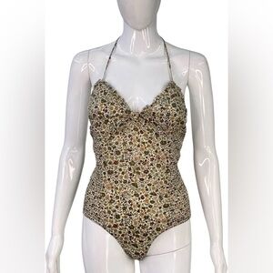 NWT Doen Floral One-Piece Swimsuit in Cream, Green, Brown